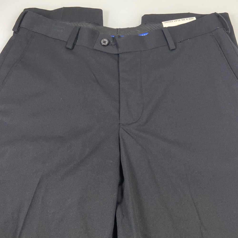 Ivy Crew Mens 30W x 30L Black Modern Fit Flat Front Chino Dress Pants NEW Office